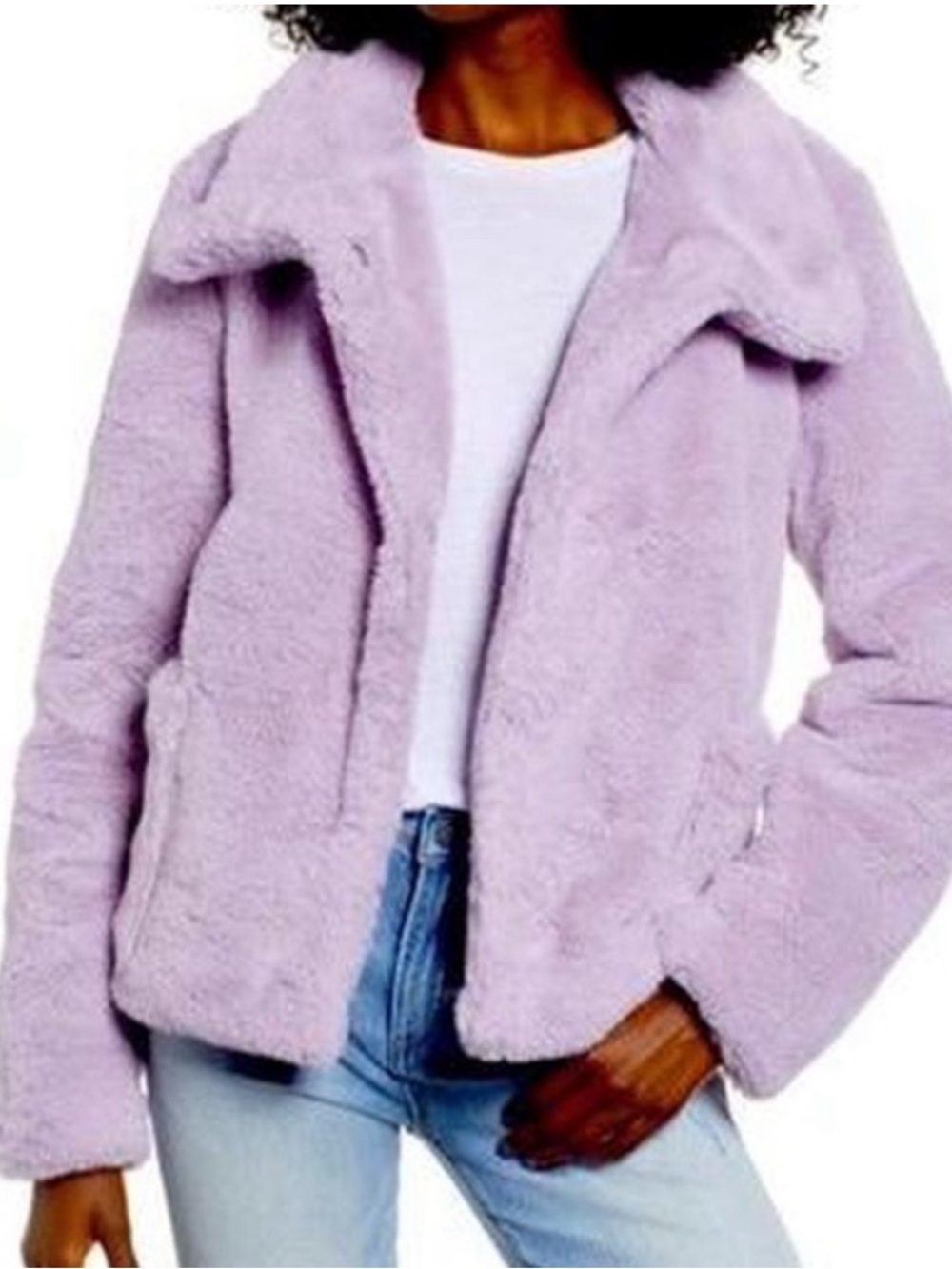 Leith Lilac Faux Fur Teddy Jacket for Women